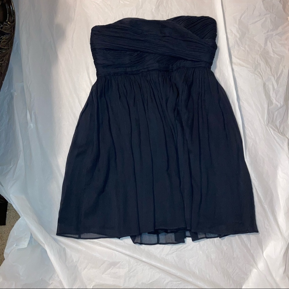 J. Crew Dress Women’s/ Juniors Size 14 Blue Silk Strapless Flare Dress